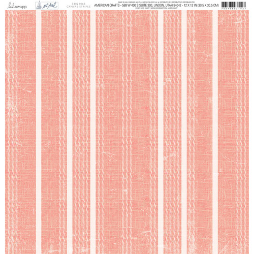 25 Pack - Heidi Swapp Set Sail Double-Sided Cardstock 12"X12"-Canvas Stripes Peach - HSSET12-21063 - 765468031927