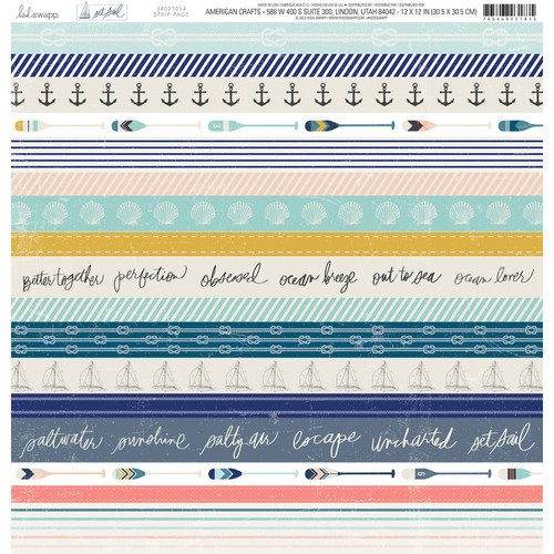 25 Pack - Heidi Swapp Set Sail Double-Sided Cardstock 12"X12"-Strip Page - HSSET12-21054 - 765468031835