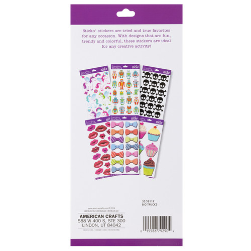 12 Pack - Sticko Themed Stickers-Big Trucks - E5238119 12 Pack - Sticko Themed Stickers-Big Trucks - E5238119