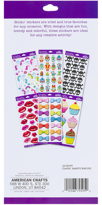 12 Pack - Sticko Themed Stickers-Classic Smileys - E5238599