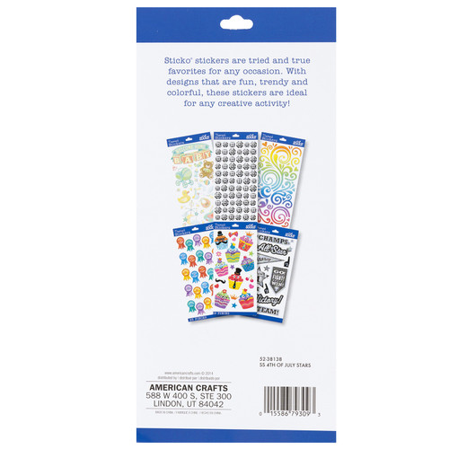 12 Pack - Sticko Themed Stickers-4th Of July Stars - E5238138