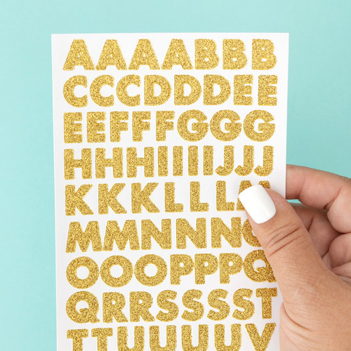 12 Pack - Sticko Alphabet Stickers-Gold Glitter Futura - E5238373