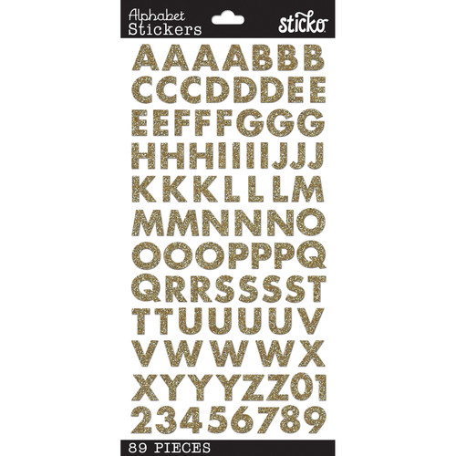 12 Pack - Sticko Alphabet Stickers-Gold Glitter Futura - E5238373