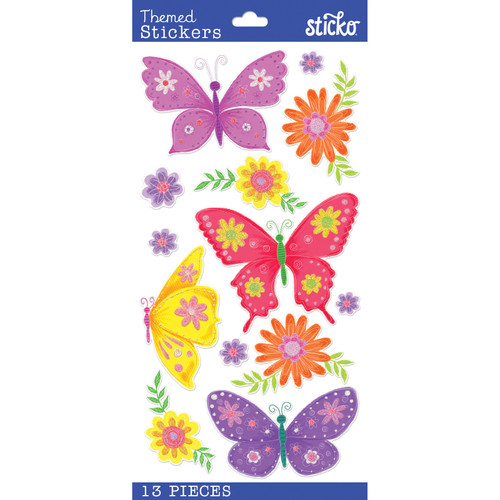 12 Pack - Sticko Themed Stickers-Paper Butterflies - E5238216 - 015586793871