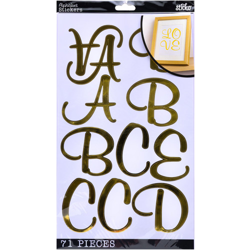 3 Pack - Sticko Alphabet Stickers-Gold Script Poster - E5238652 - 015586850192