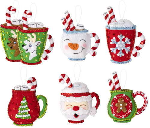 Bucilla Felt Ornaments Applique Kit Set Of 6-Cozy Christmas - 89639E - 046109896397