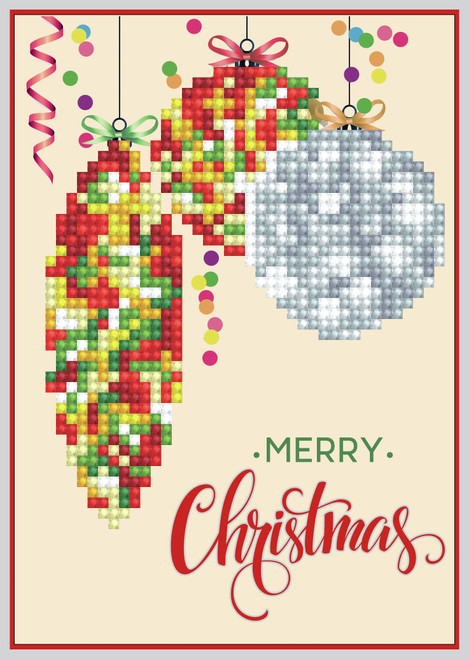 3 Pack - Diamond Dotz Diamond Art Greeting Card Kit 5"X7"-Merry Christmas Baubles Trad - DDG010 - 4897073246628