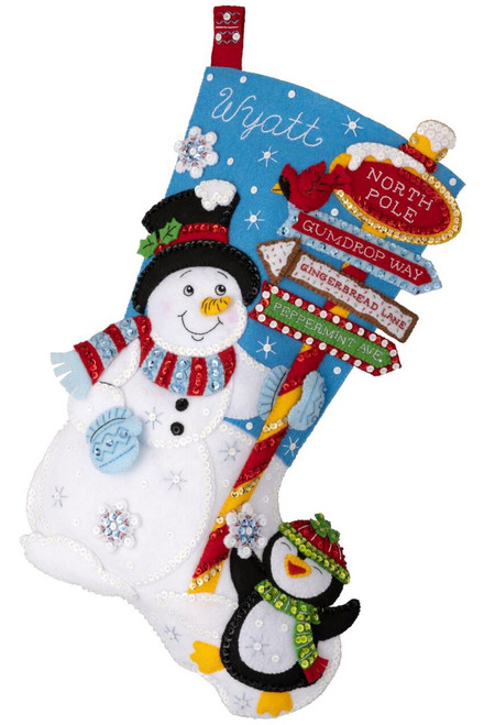 Bucilla Felt Stocking Applique Kit 18" Long-Destination North Pole - 89594E - 046109895949
