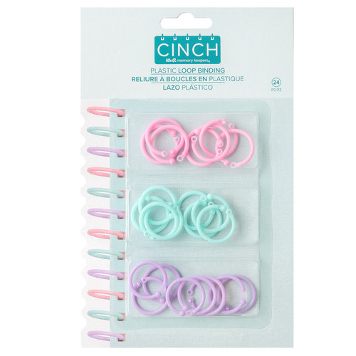3 Pack - We R Cinch Plastic Loop Binding 24/Pkg-Pink, Lilac & Blue - 60000609 - 633356633419