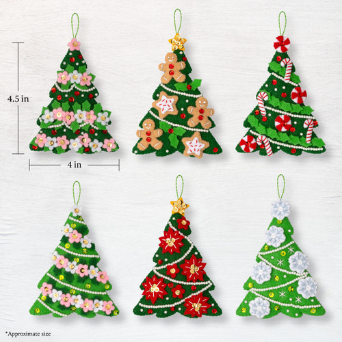 Bucilla Felt Ornaments Applique Kit Set Of 6-Festival Of Trees - 89662E