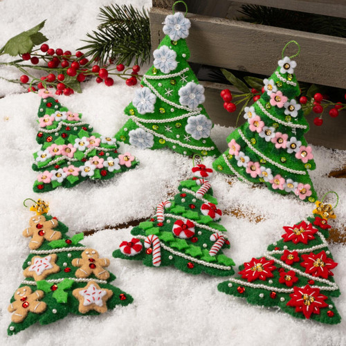 Bucilla Felt Ornaments Applique Kit Set Of 6-Festival Of Trees - 89662E Bucilla Felt Ornaments Applique Kit Set Of 6-Festival Of Trees - 89662E