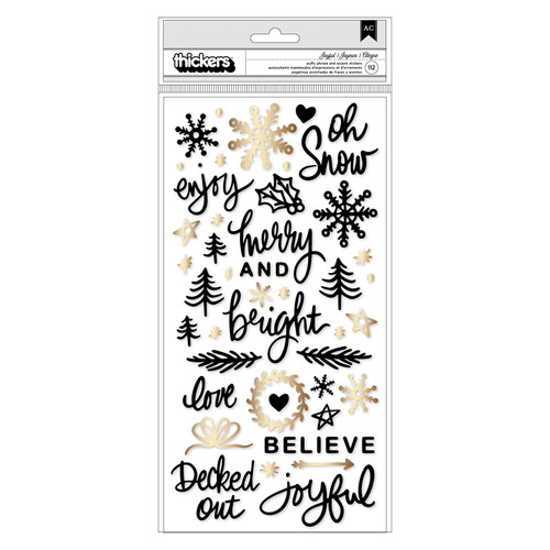 3 Pack - Vicki Boutin Evergreen & Holly Thickers Stickers 112/Pkg-Joyful Phrase W/Gold Foil Accents - VBEH3708 - 718813115483