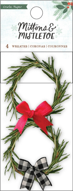 3 Pack - Mittens & Mistletoe Wreaths 4/Pkg- - CPMM3751 - 718813116305