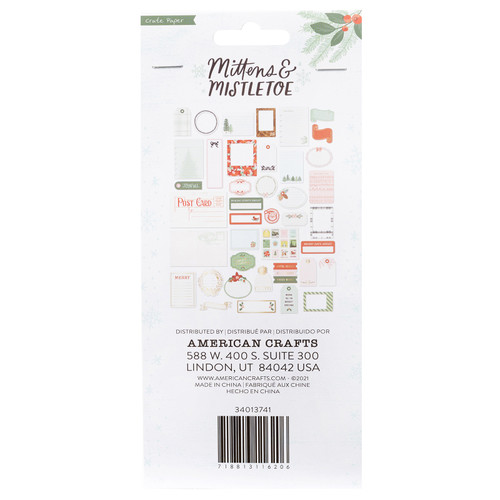 3 Pack - Mittens & Mistletoe Ephemera Die-Cuts 40/Pkg-Journaling W/Gold Foil Accents - CPMM3741 3 Pack - Mittens & Mistletoe Ephemera Die-Cuts 40/Pkg-Journaling W/Gold Foil Accents - CPMM3741