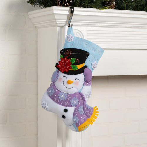Bucilla Felt Stocking Applique Kit 18" Long-Jolly Top Hat Snowman - 89615E Bucilla Felt Stocking Applique Kit 18" Long-Jolly Top Hat Snowman - 89615E