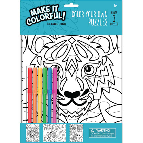 Colorbok Make It Colorful! Color Your Own Puzzles 3/Pkg-Animals - 34018784 - 765468006345