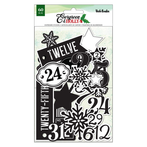 3 Pack - Vicki Boutin Evergreen & Holly Mixed Chipboard Stickers- - VBEH3712 - 718813115520