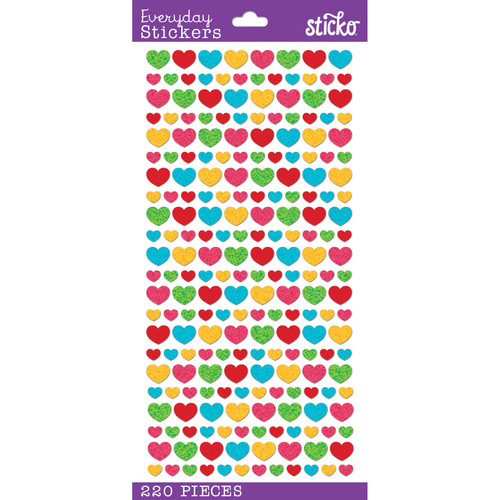 12 Pack - Sticko Themed Stickers-Tiny Multi Hearts - E5238400 - 015586906622
