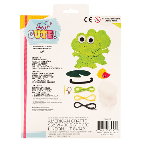 3 Pack - Colorbok Sew Cute! Felt Keychain-Frog - 34004927