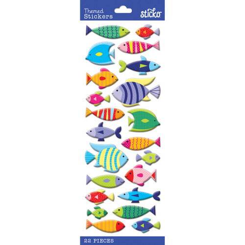 12 Pack - Sticko Themed Stickers-Fish - E5238226