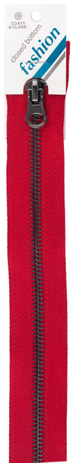 2 Pack - Coats Gunmetal Closed End Zipper 14"-Red - F68 14-2250 - 073650016301