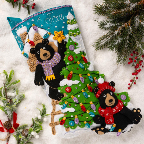 Bucilla Felt Stocking Applique Kit 18" Long-Holiday Black Bears - 89622E Bucilla Felt Stocking Applique Kit 18" Long-Holiday Black Bears - 89622E