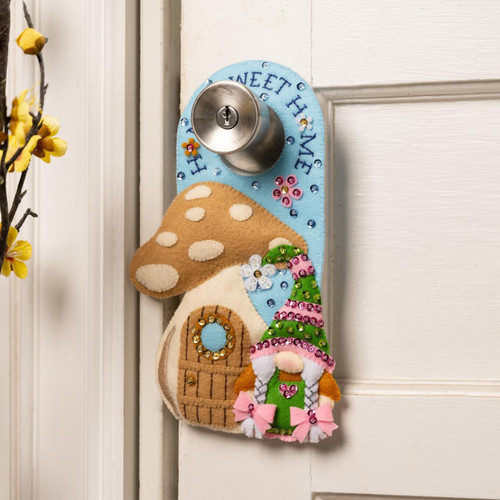 Bucilla Felt Door Hanger Applique Kit Set Of 2-Springtime Gnomes - 89667E