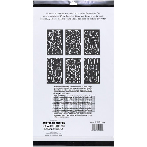 3 Pack - Sticko Alphabet Stickers-White Script Poster - E5238398 3 Pack - Sticko Alphabet Stickers-White Script Poster - E5238398