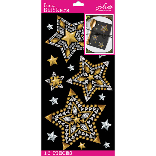 3 Pack - Jolee's Boutique Themed Stickers-Clear Gold Stars Bling - E5030433 - 015586997293