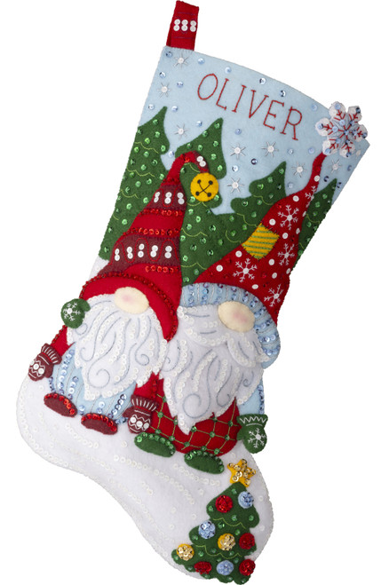 Bucilla Felt Stocking Applique Kit 18" Long-Chillin' With My Gnomie - 89566E - 046109895666