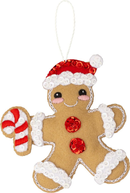 Bucilla Felt Ornaments Applique Kit Set Of 6-Dressed Up Gingerbread - 89644E
