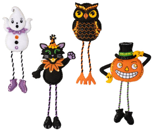 Bucilla Felt Ornaments Applique Kit Set Of 4-Halloween Squad - 89647E Bucilla Felt Ornaments Applique Kit Set Of 4-Halloween Squad - 89647E