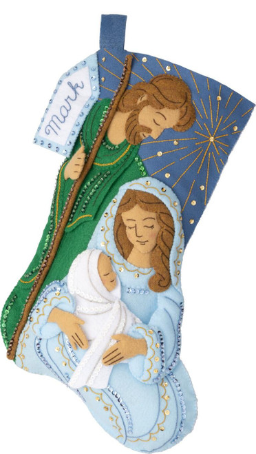 Bucilla Felt Stocking Applique Kit 18" Long-Peaceful Nativity - 89601E