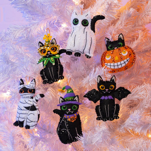 Bucilla Felt Ornaments Applique Kit Set Of 6-Purrfectly Spooky - 89649E Bucilla Felt Ornaments Applique Kit Set Of 6-Purrfectly Spooky - 89649E