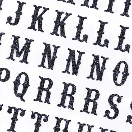 Sticko Alphabet Stickers-Black Glitter Carnival - E5238371