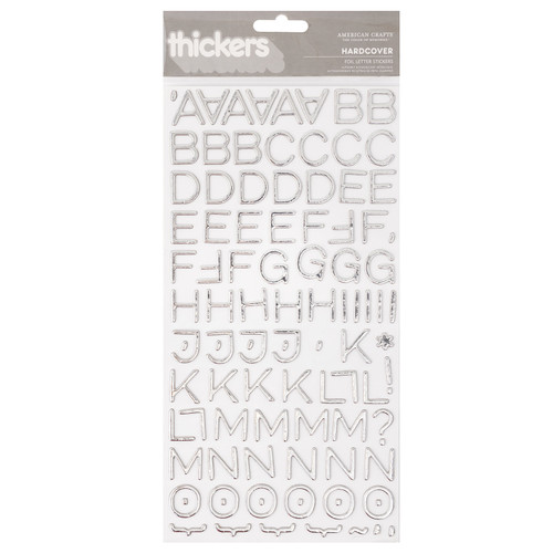 3 Pack - American Crafts Foil Alphabet Stickers-Hardcover-Silver, 198/Pkg - 53284 - 718813532846