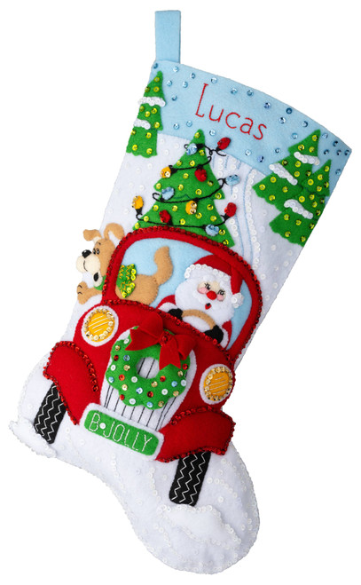 Bucilla Felt Stocking Applique Kit 18" Long-Jolly Deliveries - 89552E - 046109895529