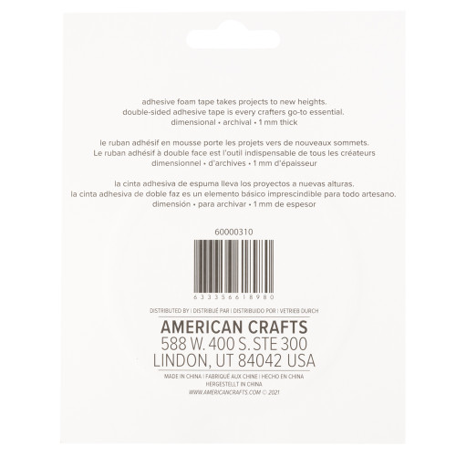 Sticky Thumb Double-Sided Foam Tape 3.94 Yards-White, 0.50"X1mm - 60000310 Sticky Thumb Double-Sided Foam Tape 3.94 Yards-White, 0.50"X1mm - 60000310