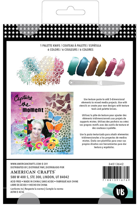 Vicki Boutin Mixed Media Metallic Texture Paste Set-(6) Colors & (1) Palette Knife - VB013642 - 718813916769