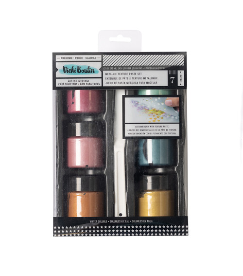 Vicki Boutin Mixed Media Metallic Texture Paste Set-(6) Colors & (1) Palette Knife - VB013642 - 718813916769