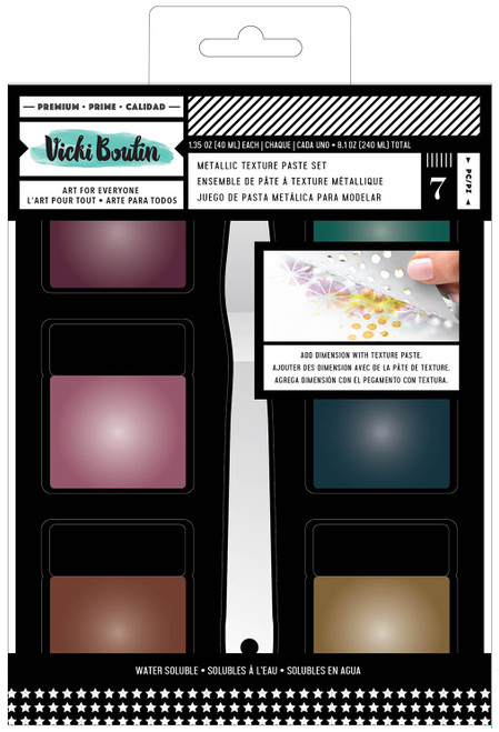 Vicki Boutin Mixed Media Metallic Texture Paste Set-(6) Colors & (1) Palette Knife - VB013642