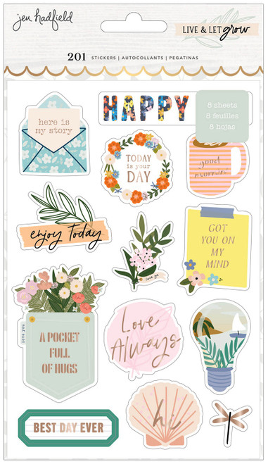 Jen Hadfield Live & Let Grow Sticker Book-W/Gold Foil Accents 201/Pkg - JH003825 Jen Hadfield Live & Let Grow Sticker Book-W/Gold Foil Accents 201/Pkg - JH003825