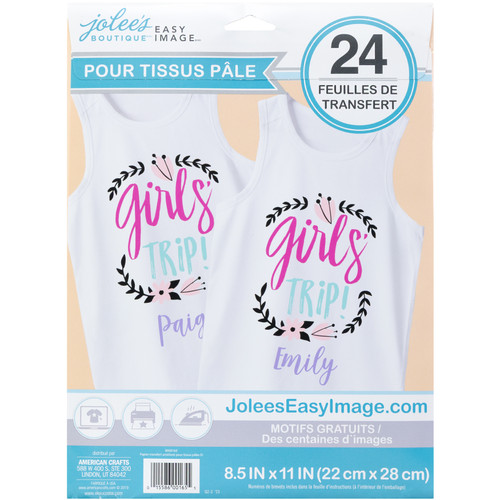 Jolee's Boutique Easy Image Transfer Sheets 8.5"X11" 24/Pkg-For Light Fabrics - 8600165