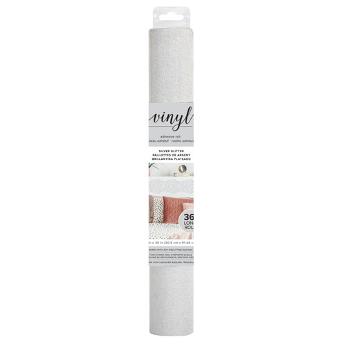 American Crafts Adhesive Vinyl Roll 12"X36"-Silver Glitter - 34015103 - 718813978941