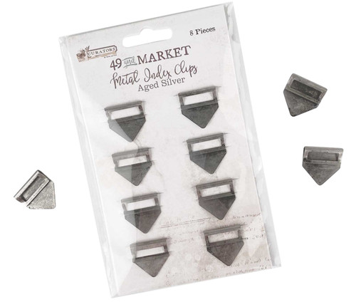 49 And Market Curators Essential Metal Index Clips 8/Pkg-Aged Silver - C35564