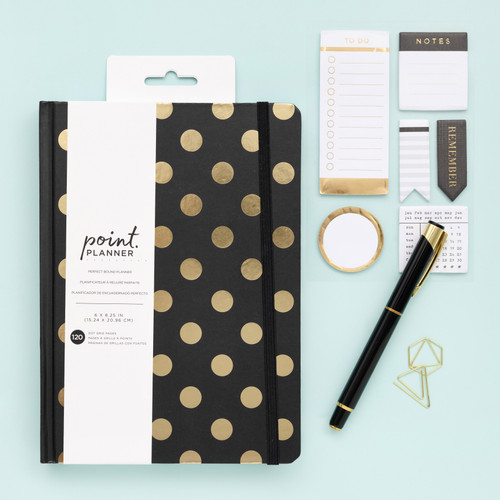AC Point Planner Perfect Bound Planner 6"X8"-Gold Dots - Dot Grid - 120 Sheets - 99001338