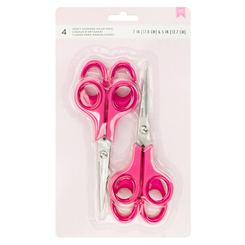 American Crafts Cutup Scissors Value Pack 4/Pkg-(2) 5" & (2) 7" - AC340056 - 718813400565