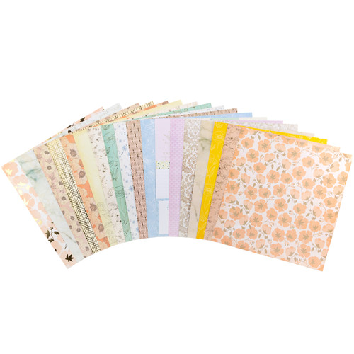 DCWV Double-Sided Cardstock Stack 12"X12" 36/Pkg-Magnolia, W/Gold Foil - PS011958 - 718813119269