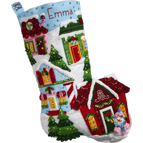 Bucilla Felt Stocking Applique Kit 18" Long-Chistmas Town - 89528E - 046109895284 Bucilla Felt Stocking Applique Kit 18" Long-Chistmas Town - 89528E - 046109895284