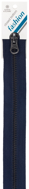 Coats Gunmetal Closed End Zipper 9"-Navy - F68 9-4900 - 073650016219